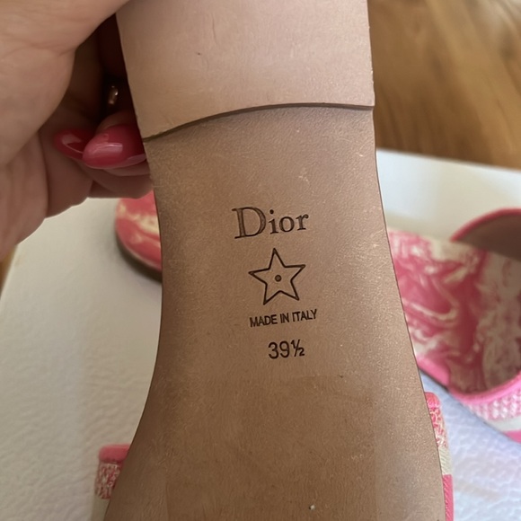 Dior off white and light pink dway toile de jouy embroidered slide - Picture 8 of 9